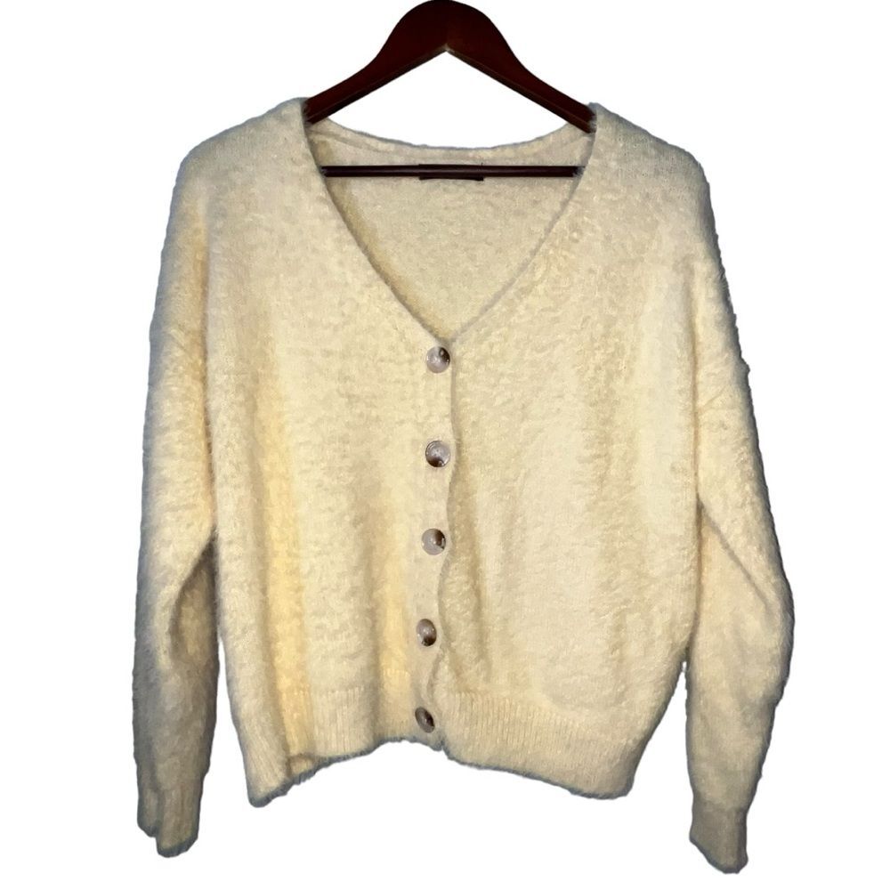 Butter Yellow Soft Fuzzy Cardigan Sweater